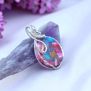 Sterling Silver Pink Spiny Oyster Turquoise Pendant