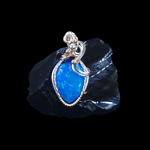 Mixed Metal Paraiba Ethiopian Welo Opal Pendant