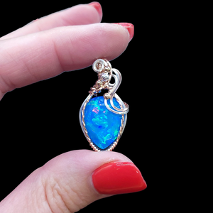Mixed Metal Paraiba Ethiopian Welo Opal Pendant