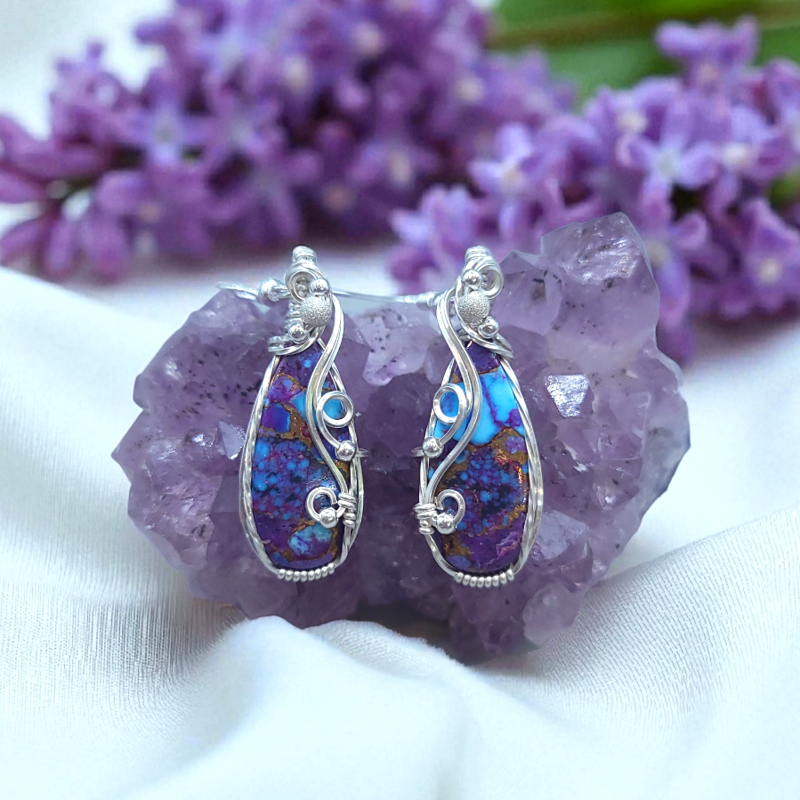 Sterling Silver Purple Mohave Kingsman Turquoise Earrings