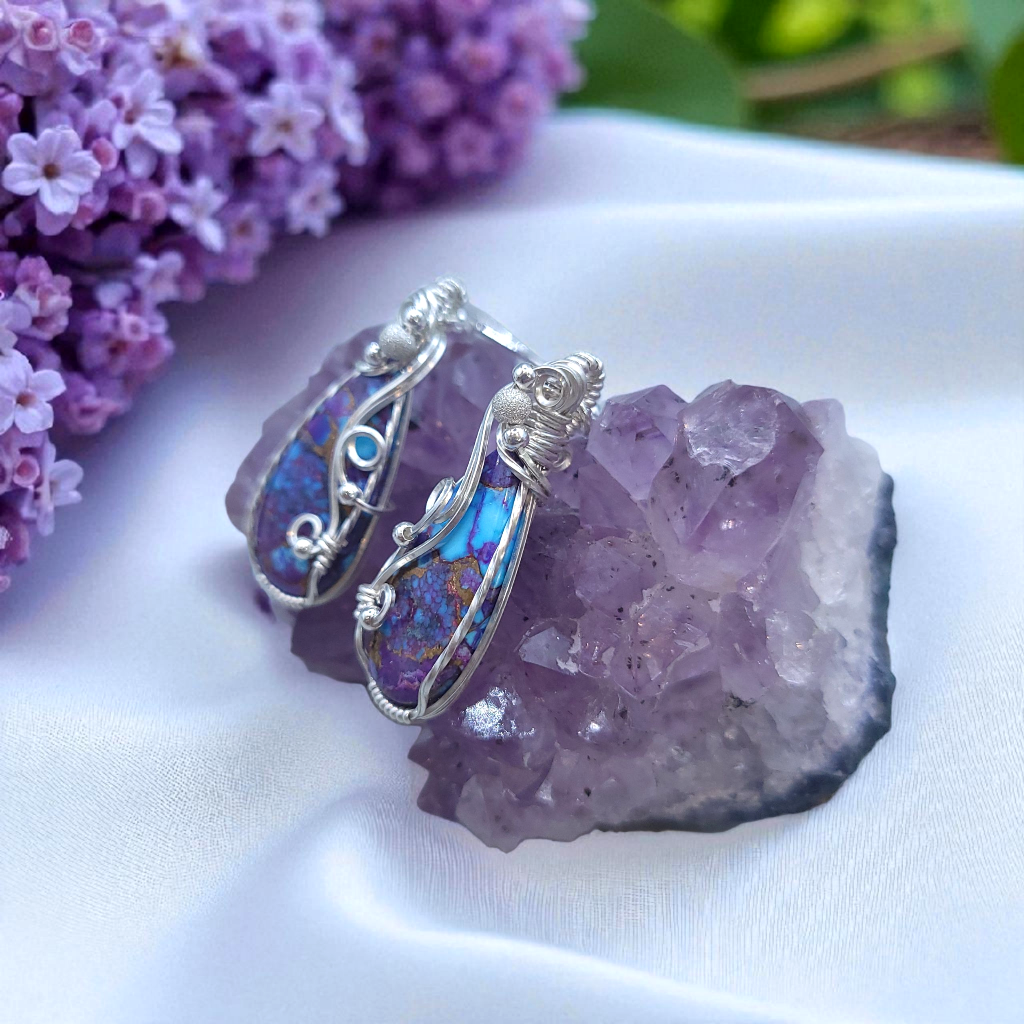 Sterling Silver Purple Mohave Kingsman Turquoise Earrings