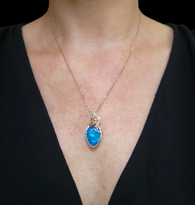 Mixed Metal Paraiba Ethiopian Welo Opal Pendant