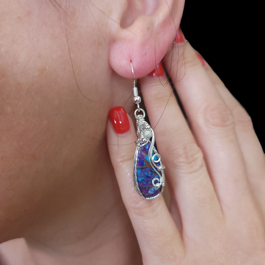 Sterling Silver Purple Mohave Kingsman Turquoise Earrings