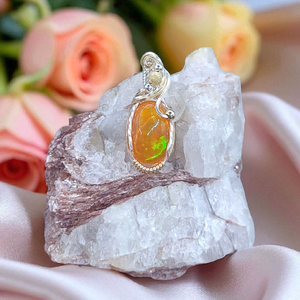 Mixed Meta Mexican Fire Opal Pendant