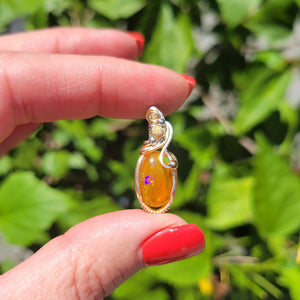 Mixed Meta Mexican Fire Opal Pendant