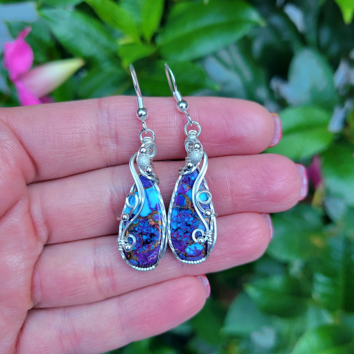 Sterling Silver Purple Mohave Kingsman Turquoise Earrings