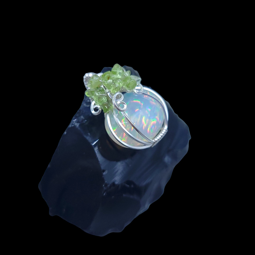Sterling Silver AAA Pindot Ethiopian Fire Opal Pumpkin Pendant