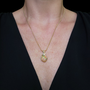 Mixed Metal Starry Ethiopian Fire Welo Opal Pendant