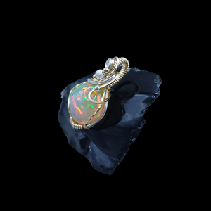 Mixed Metal Starry Ethiopian Fire Welo Opal Pendant