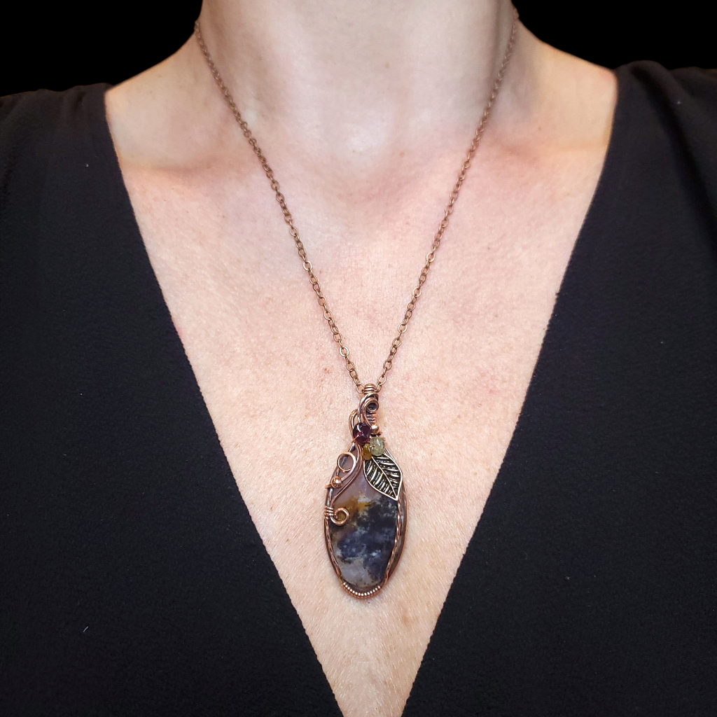 Russian Dendritic Agate Copper Fall Pendant