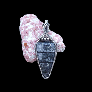 Antique Sterling Silver Orthoceras Fossil Pendant