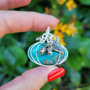 Sterling Silver Shattuckite Pumpkin Pendant