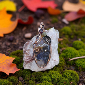 Russian Dendritic Agate Copper Fall Pendant