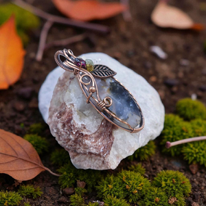 Russian Dendritic Agate Copper Fall Pendant