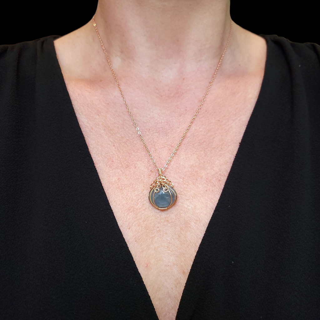 Rose Gold Aquamarine Mini Pumpkin Pendant