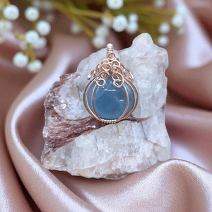 Rose Gold Aquamarine Mini Pumpkin Pendant