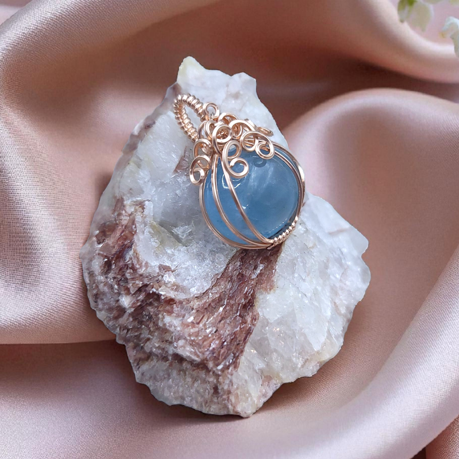Rose Gold Aquamarine Mini Pumpkin Pendant