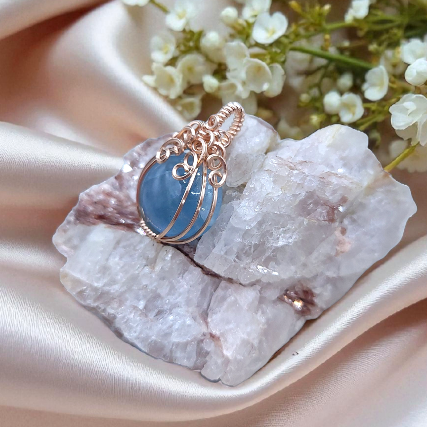 Rose Gold Aquamarine Mini Pumpkin Pendant