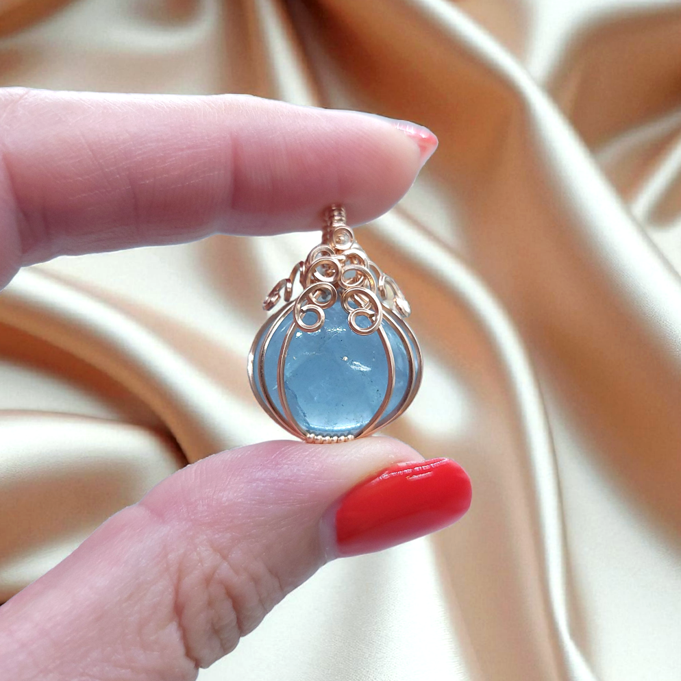 Rose Gold Aquamarine Mini Pumpkin Pendant
