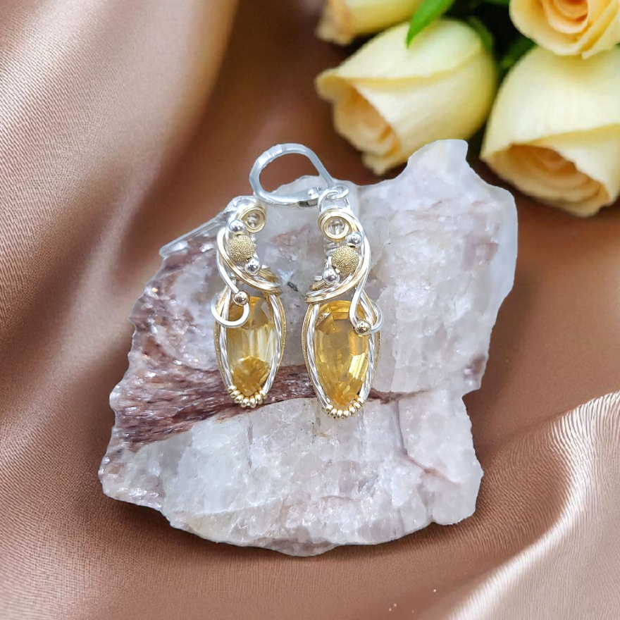 Mixed Metal Citrine Earrings