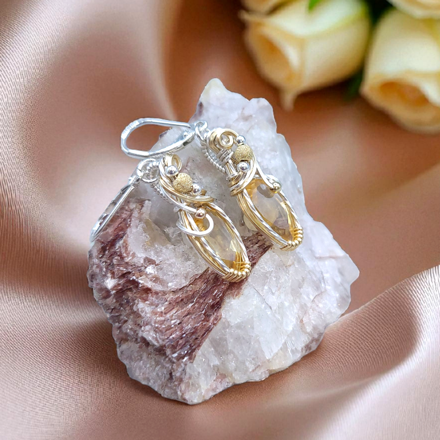 Mixed Metal Citrine Earrings