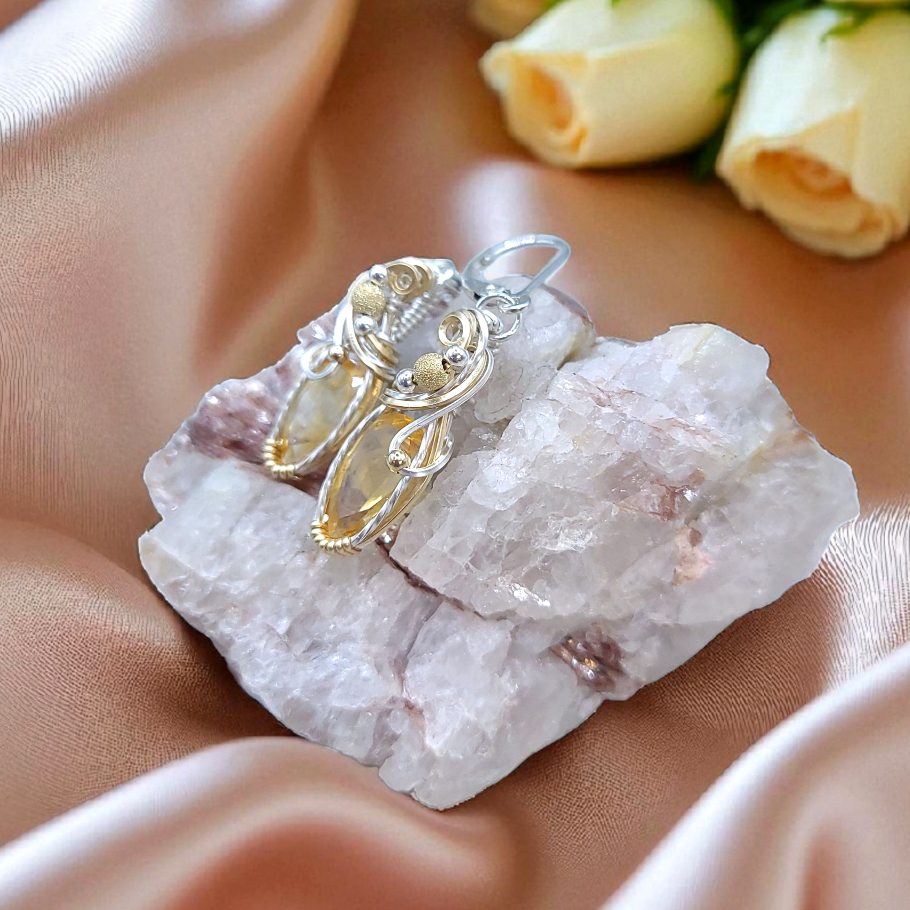 Mixed Metal Citrine Earrings