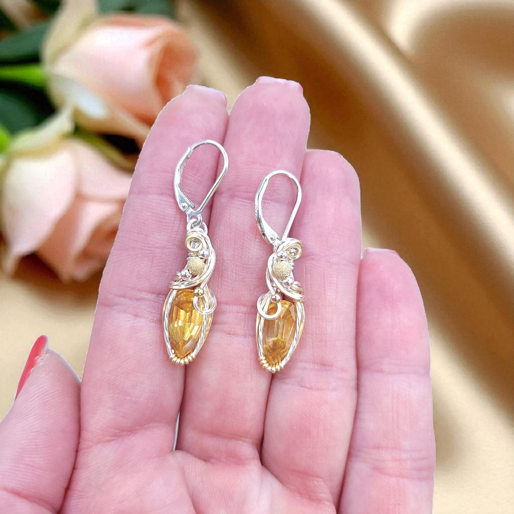 Mixed Metal Citrine Earrings