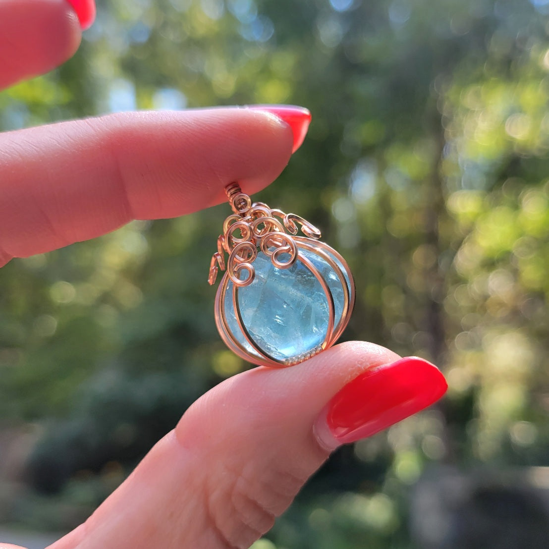 Rose Gold Aquamarine Mini Pumpkin Pendant