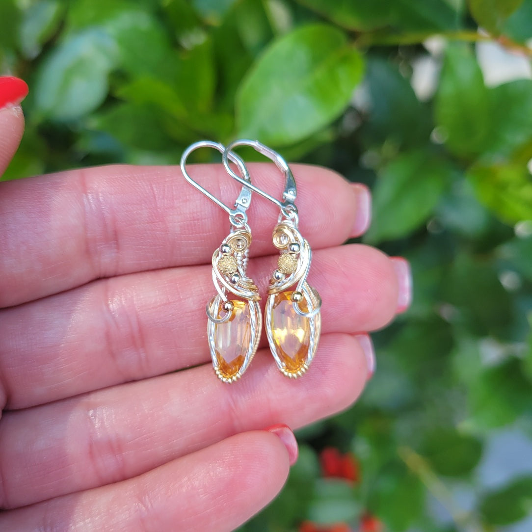Mixed Metal Citrine Earrings