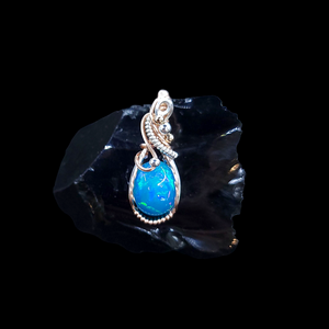 Mixed Metal Paraiba Blue Ethiopian Opal Pendant