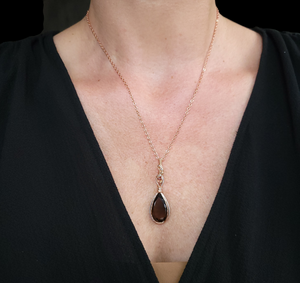 Mixed Metal Smoky Quartz/Diaspore Doublet Pendant