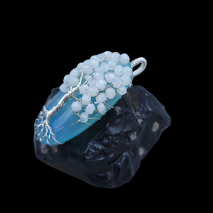 Sterling Silver Chalcedony/Moonstone Winter Tree Pendant