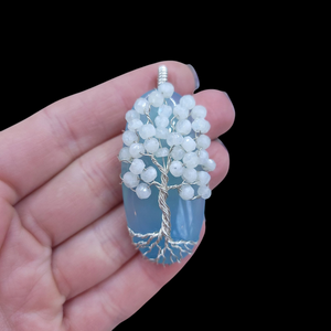 Sterling Silver Chalcedony/Moonstone Winter Tree Pendant