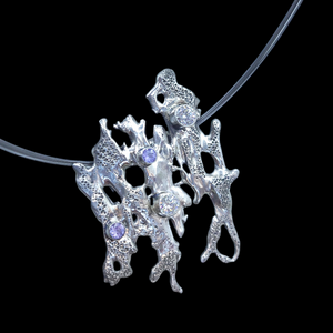 Antique Sterling Moissanite and Sapphire Pendant
