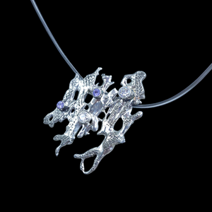 Antique Sterling Moissanite and Sapphire Pendant