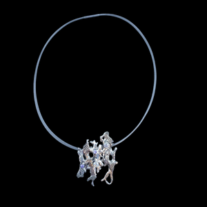 Antique Sterling Moissanite and Sapphire Pendant
