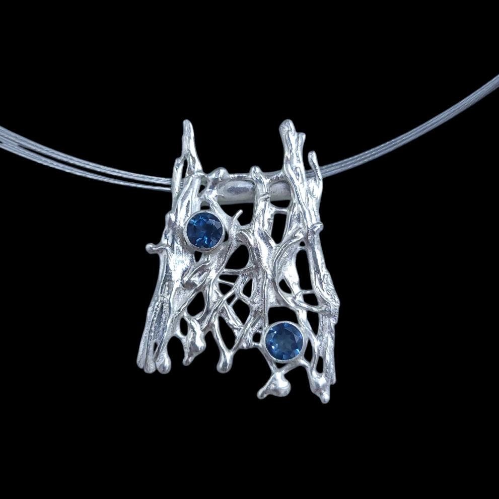 Antique Sterling London Blue Topaz Pendant