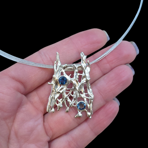 Antique Sterling London Blue Topaz Pendant