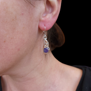 Mixed Metal Sterling Silver Tanzanite Earrings