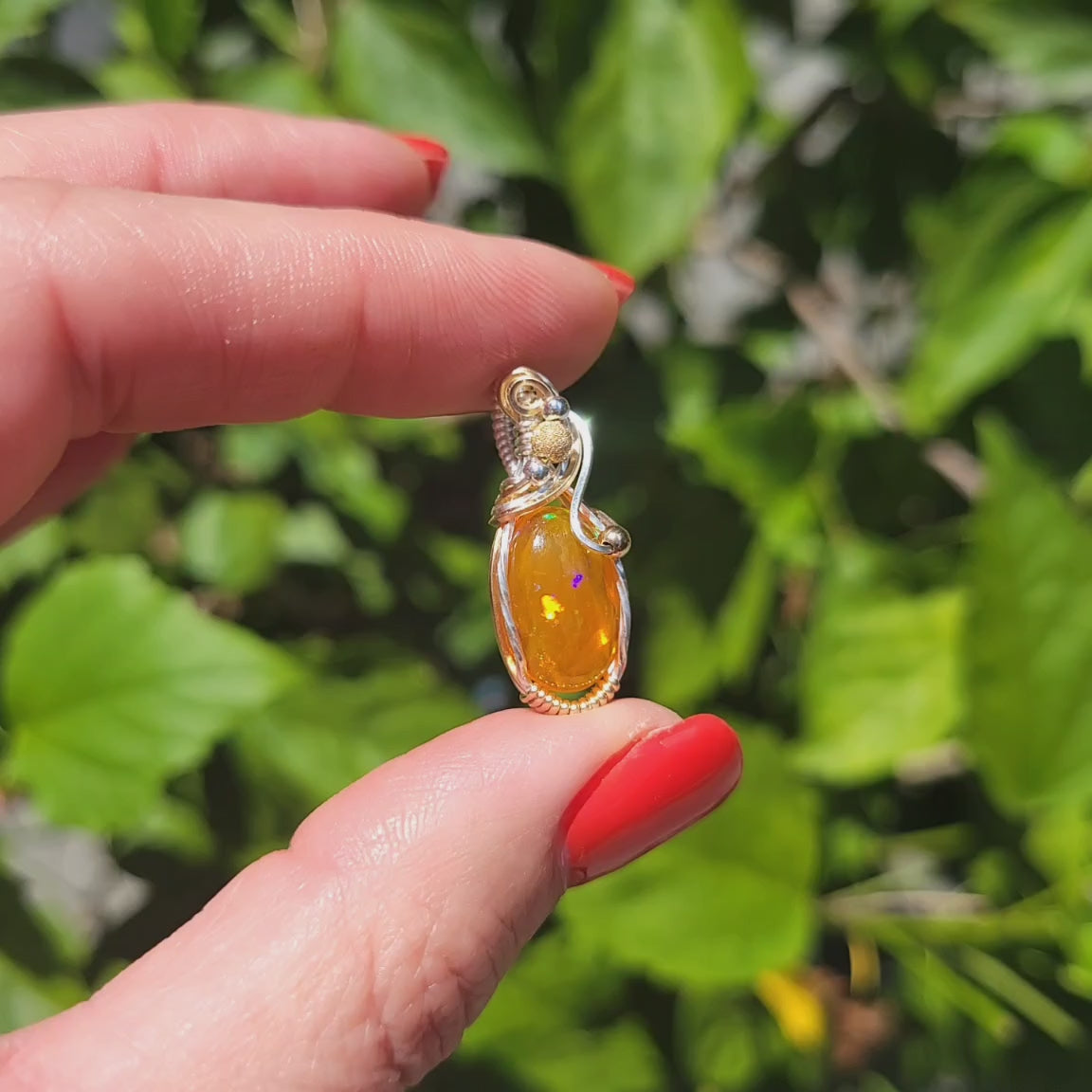 Mixed Meta Mexican Fire Opal Pendant