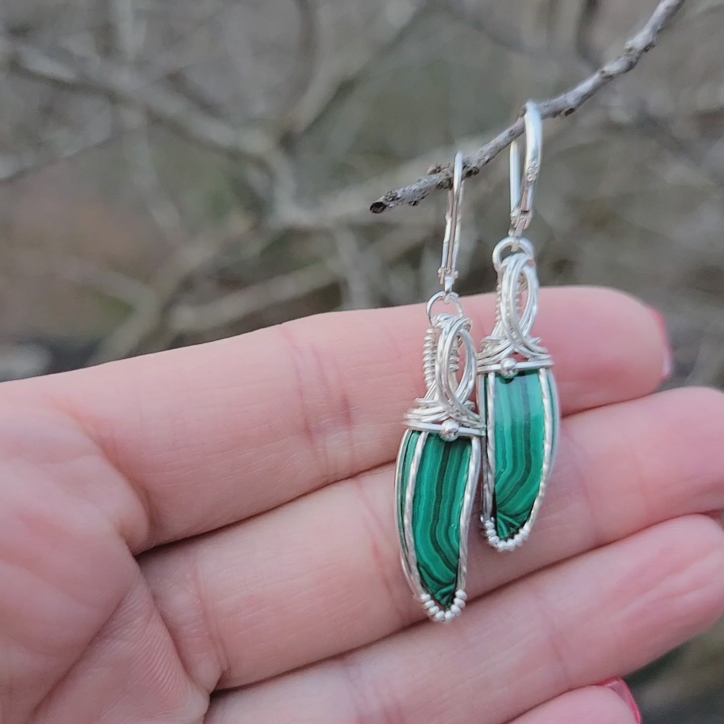 Sterling Silver Malachite Earrings