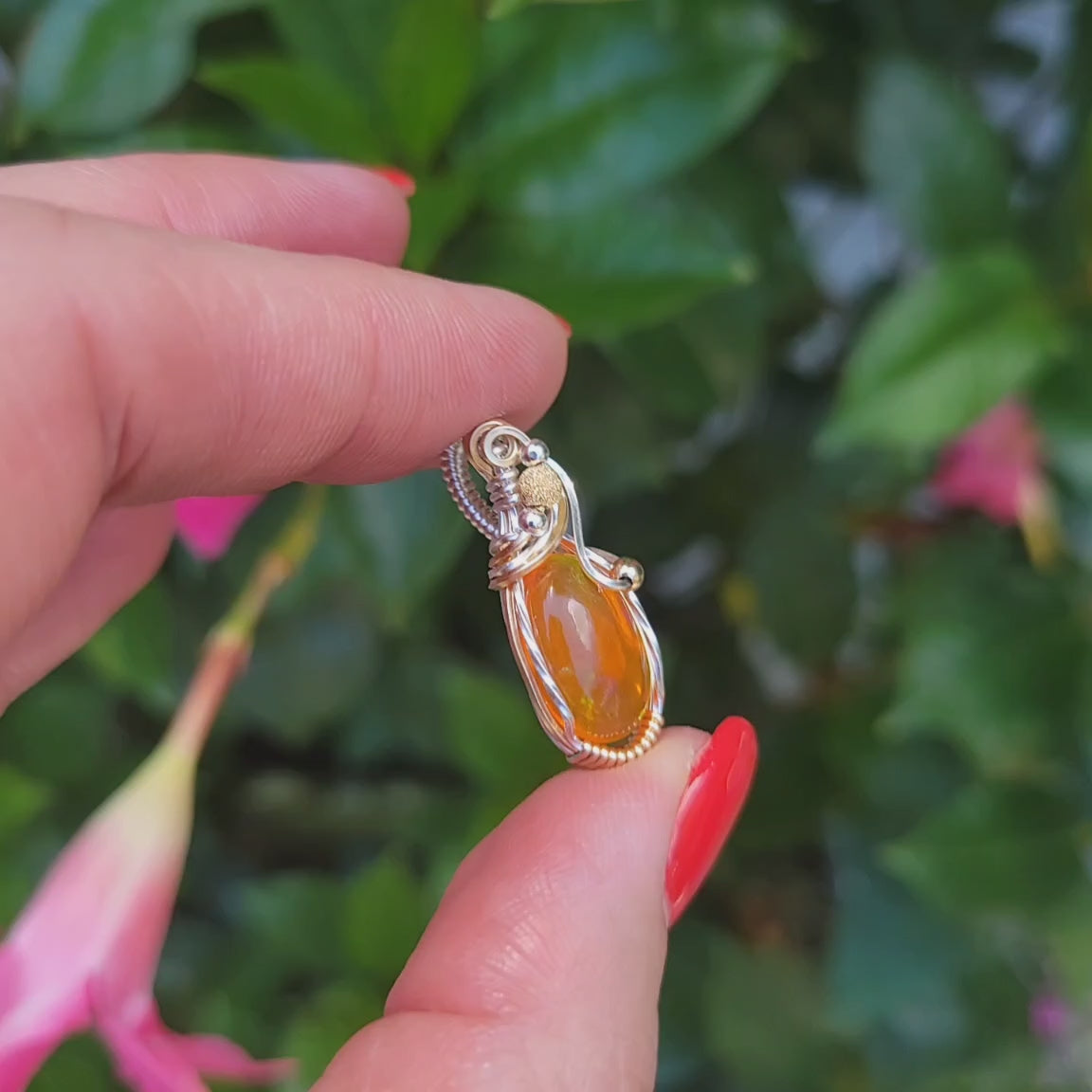 Mixed Meta Mexican Fire Opal Pendant
