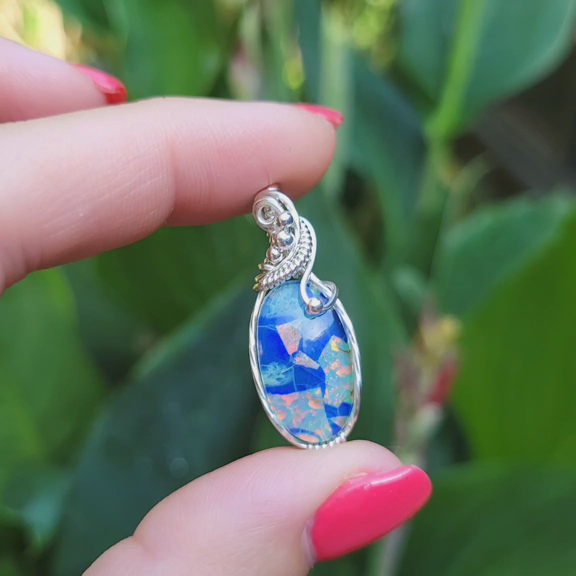Sterling Silver Monarch Opal  Pendant