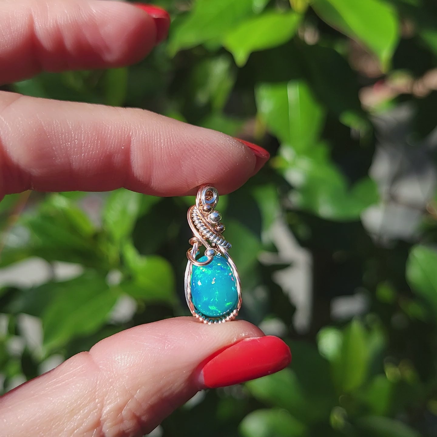 Mixed Metal Paraiba Blue Ethiopian Opal Pendant