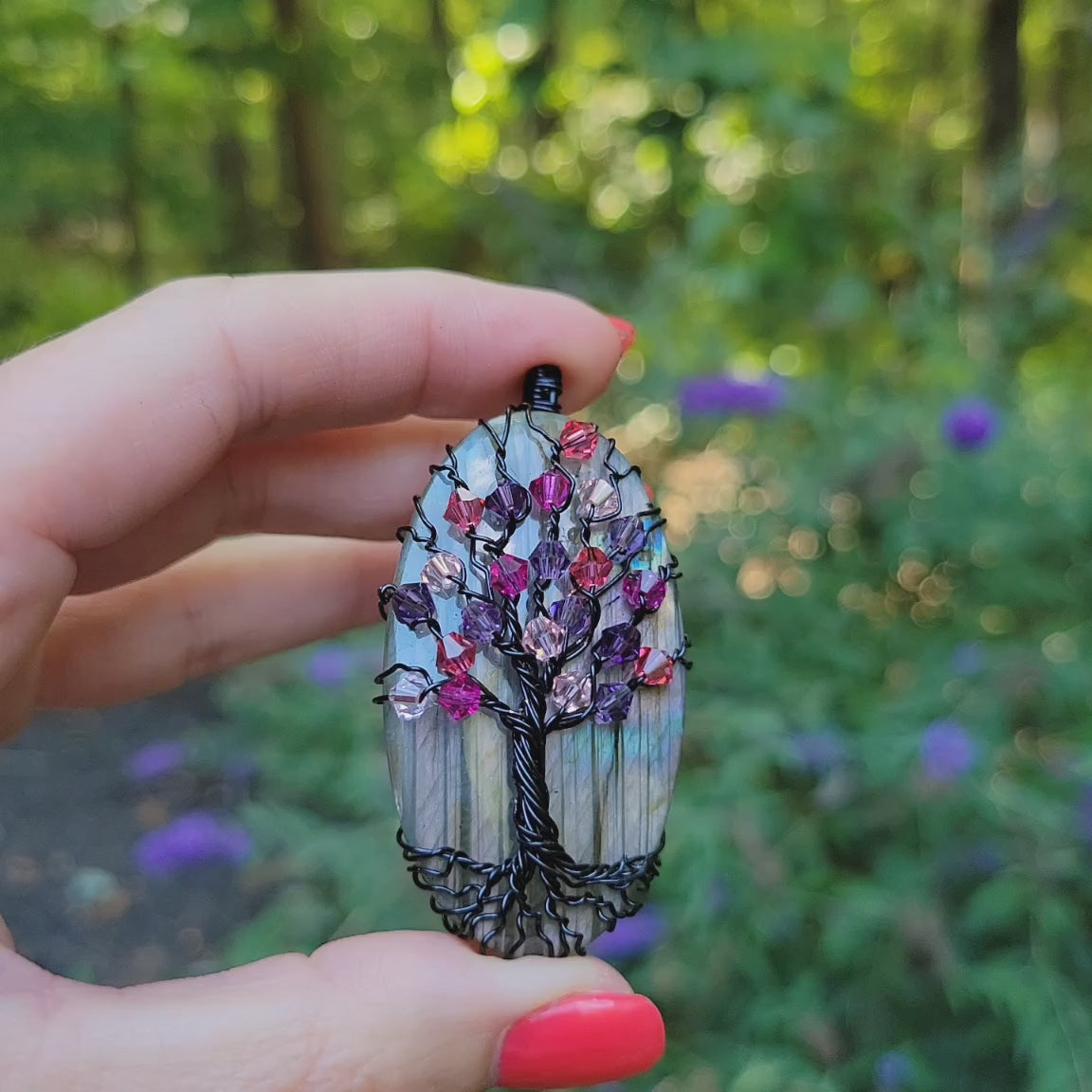 Labradorite Crystal Tree Pendant