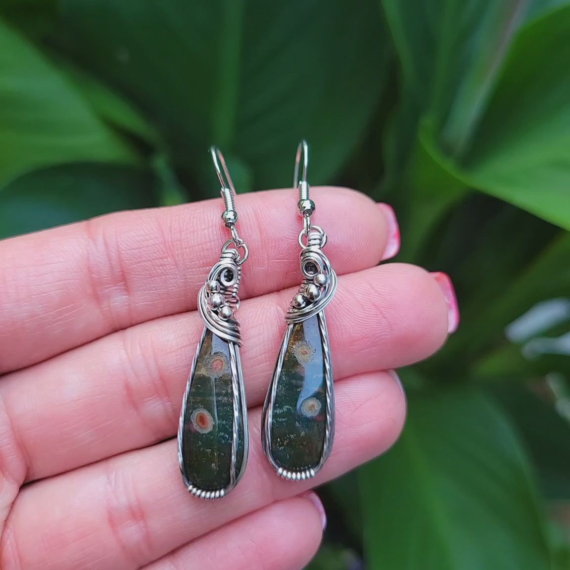 Antique Sterling Silver Bloodstone Earrings