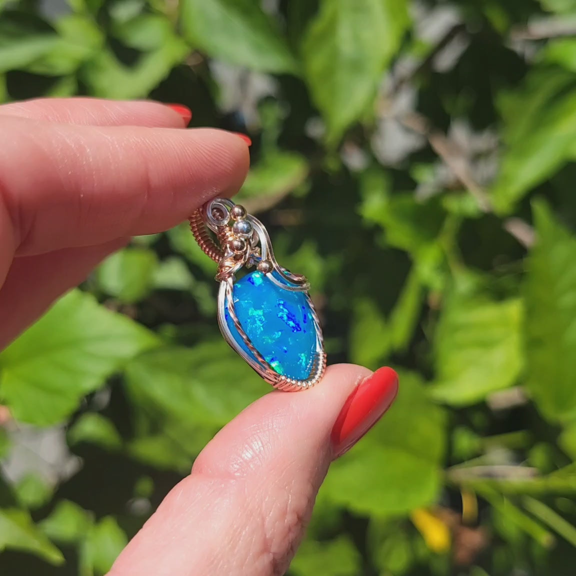 Mixed Metal Paraiba Ethiopian Welo Opal Pendant