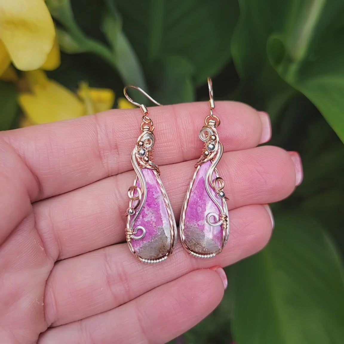 Mixed Metal Pink Cobalt Calcite Earrings