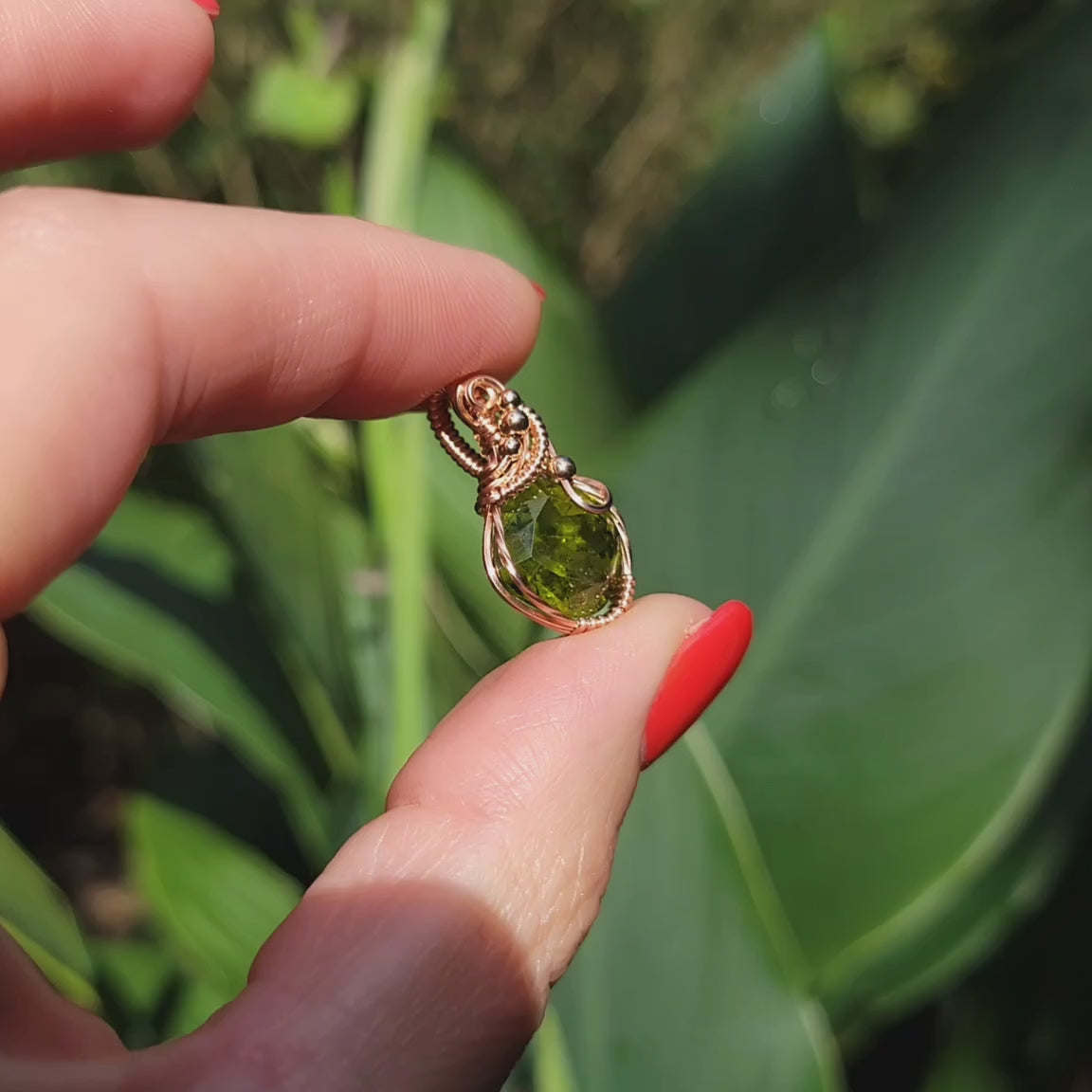 14K Rose Gold Filled Peridot Pendant