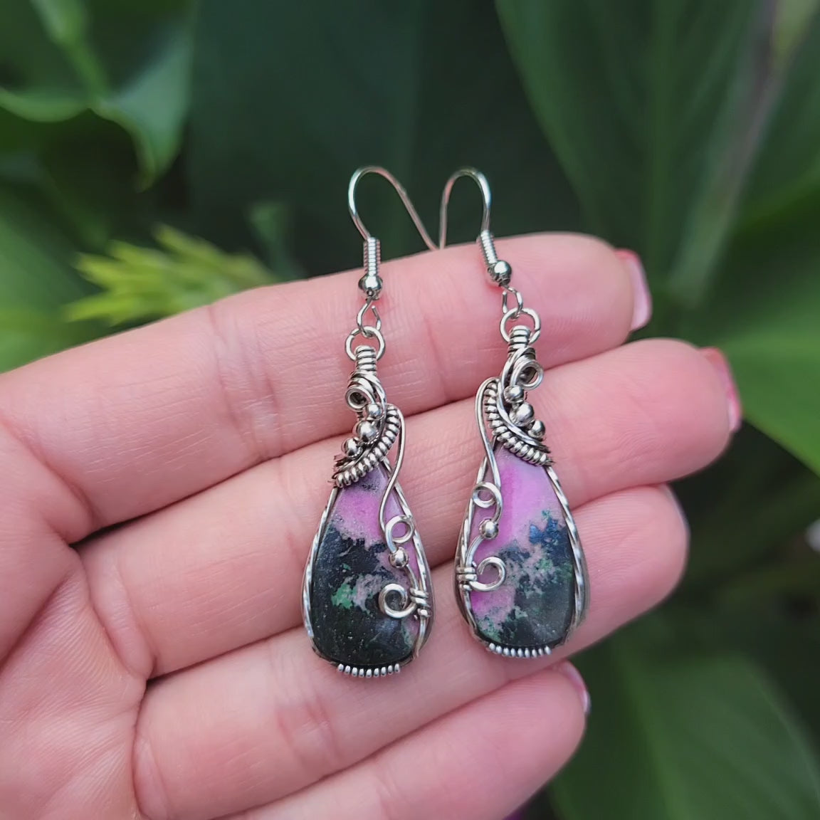 Antique Sterling Silver Cobalt Calcite Earrings